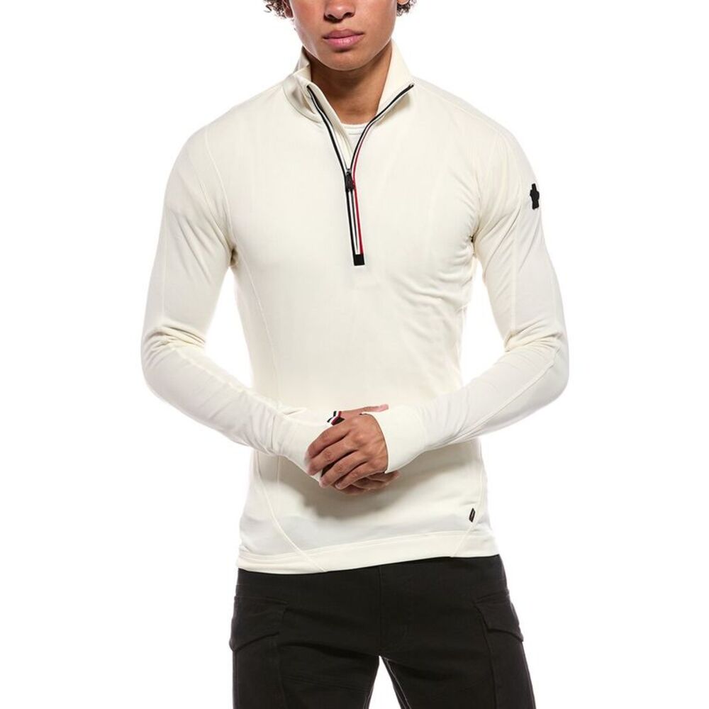 Moncler Mens 1/2-Zip Pullover, White